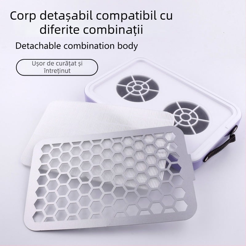 Colector de praf pentru manichiură, ultra-subțire, silențios, cu două roți și aspirație puternică, oțel inoxidabil, 1012 g