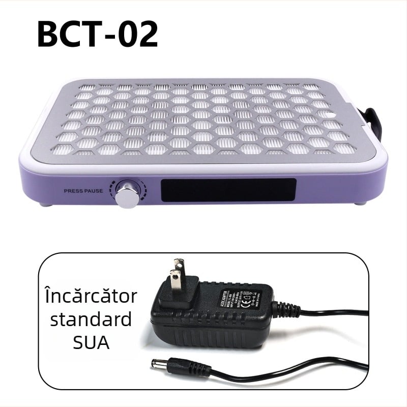 Colector de praf pentru manichiură, ultra-subțire, silențios, cu două roți și aspirație puternică, oțel inoxidabil, 1012 g