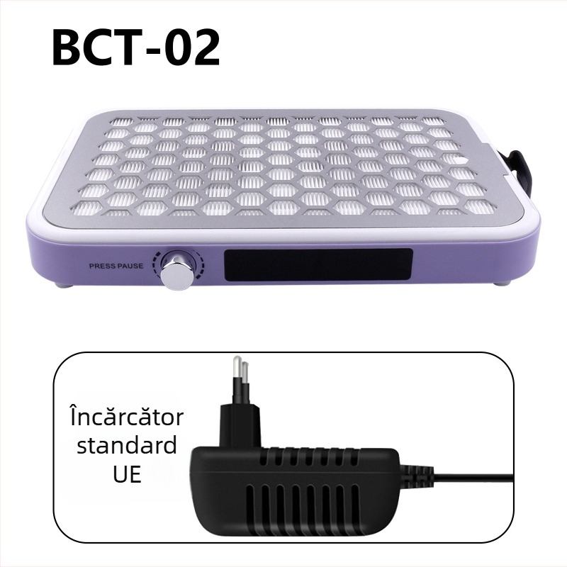 Colector de praf pentru manichiură, ultra-subțire, silențios, cu două roți și aspirație puternică, oțel inoxidabil, 1012 g