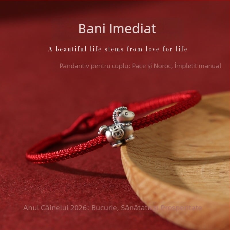 Brățară din șnur, zodia cal, țesută manual, iarna 2025