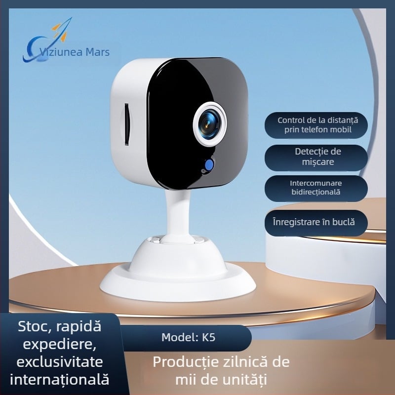 K5 Mini Cameră Wi‑Fi pentru acasă pentru monitorizare la distanță: Video și Fotografii, TF Card, ≤1MP, Carcasă ABS, Autonomie 0–1 h