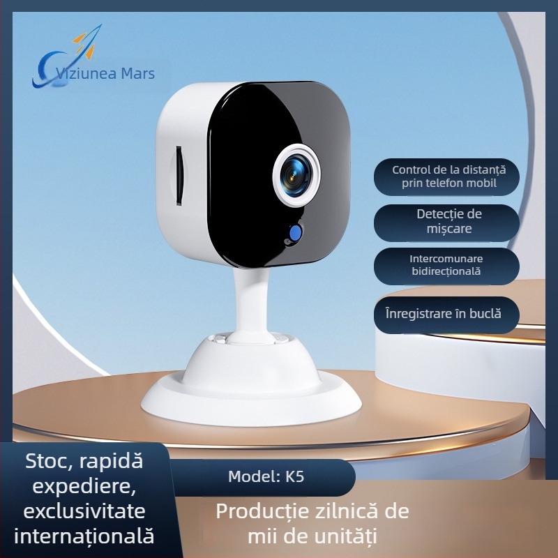 K5 Mini Cameră Wi‑Fi pentru acasă pentru monitorizare la distanță: Video și Fotografii, TF Card, ≤1MP, Carcasă ABS, Autonomie 0–1 h
