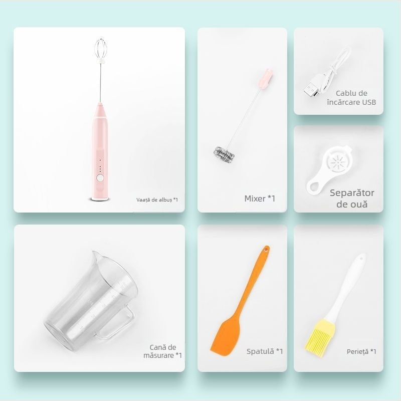 Mixer electric mini pentru ouă, pentru uz casnic – mixer pentru prăjituri, Bătător automat de albușuri | Cod KL519556445 | Brand: Altă