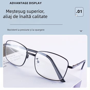 Ochelari de citit cu protecție împotriva luminii albastre, ramă metalică cu cadru integral, pentru adulți cu față pătrată, lansare în iarna 2024.