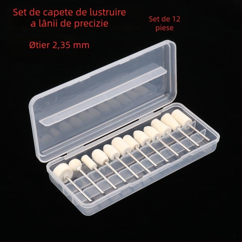 Cap de șlefuit din lână pentru unghii — set de 12 unelte pentru șlefuire electrică a unghiilor