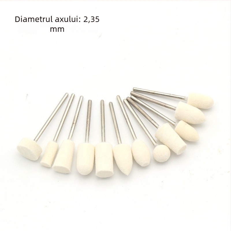 Cap de șlefuit din lână pentru unghii — set de 12 unelte pentru șlefuire electrică a unghiilor