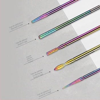 Set de capete pentru polisare unghii din oțel wolfram – Myano, set de unelte pentru îngrijirea unghiilor