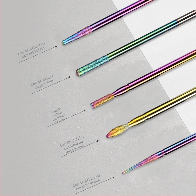 Set de capete pentru polisare unghii din oțel wolfram – Myano, set de unelte pentru îngrijirea unghiilor