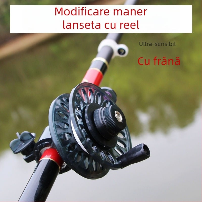 Kit de modificare a undiței de pescuit cu tambur și frână frontală, inel ghidaj și bobină