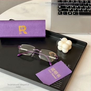 Ochelari de citit fără ramă, lentile PC, anti-lumină albastră, ramă polygonală, disponibil toamna 2024