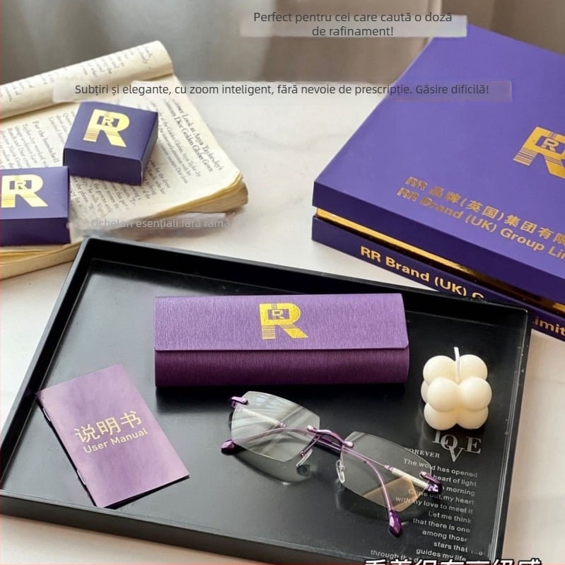 Ochelari de citit fără ramă, lentile PC, anti-lumină albastră, ramă polygonală, disponibil toamna 2024