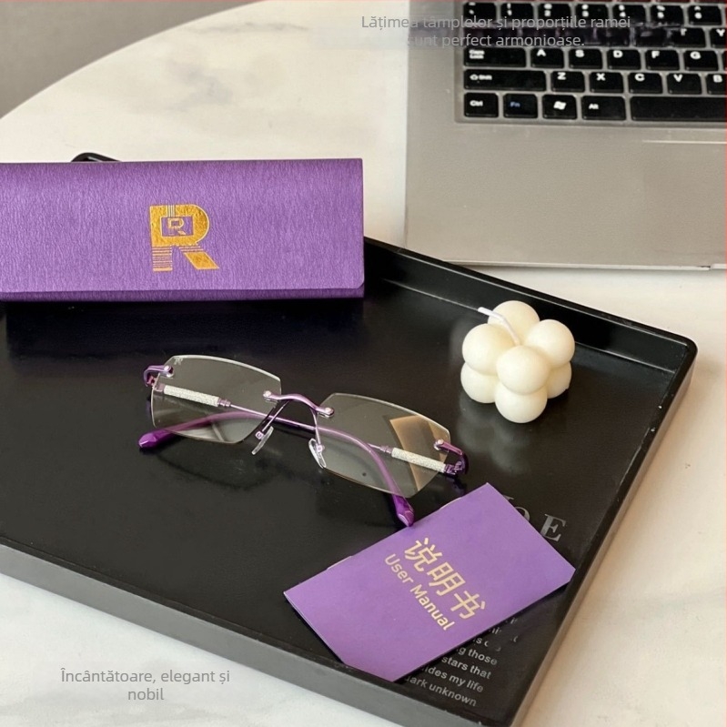 Ochelari de citit fără ramă, lentile PC, anti-lumină albastră, ramă polygonală, disponibil toamna 2024