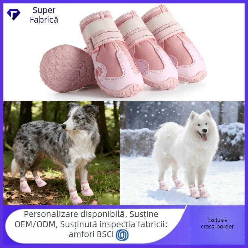 Pantofi pentru câini din cauciuc – impermeabili, anti-derapare, calzi, rezistenți la uzură