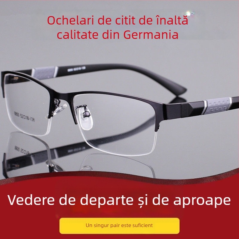 Ochelari de citit cu lentile multifocale, lentile din rășină, ramă cu cadru integral, pentru fețe mici