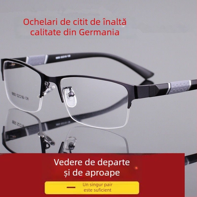 Ochelari de citit cu lentile multifocale, lentile din rășină, ramă cu cadru integral, pentru fețe mici