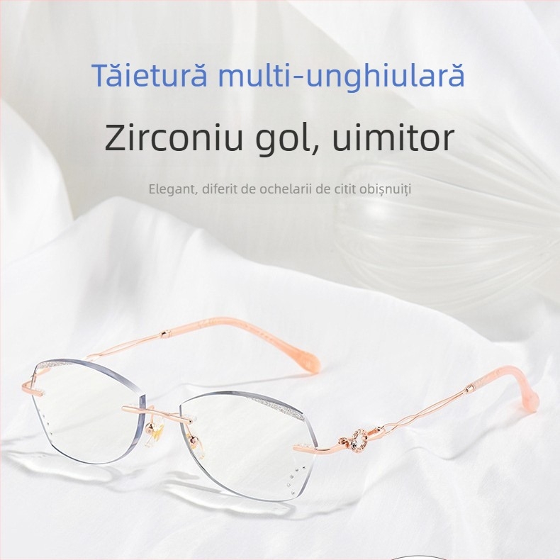 Ochelari de citit fără ramă pentru femei, lentile din rășină, anti-lumină albastră, stil rotund, toamnă 2024