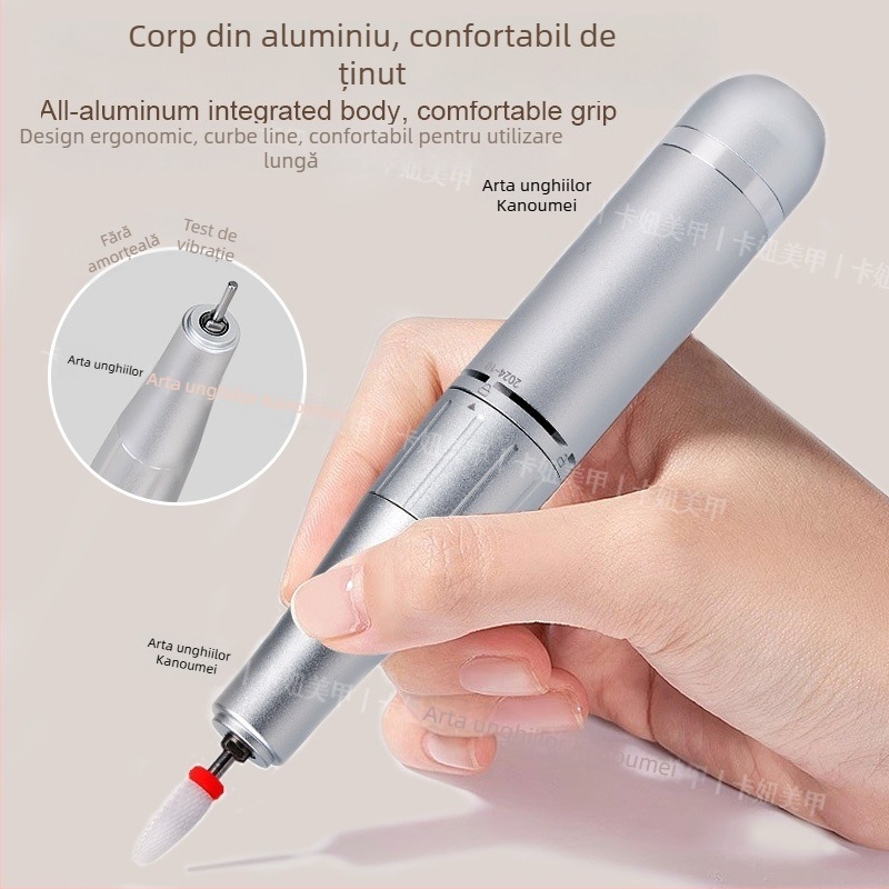 Freza pentru unghii fără fir, professională, cu tehnologie de răcire, instrument portabil pentru polisare și îndepărtarea pielii moarte, cu capete de șlefuit interschimbabile