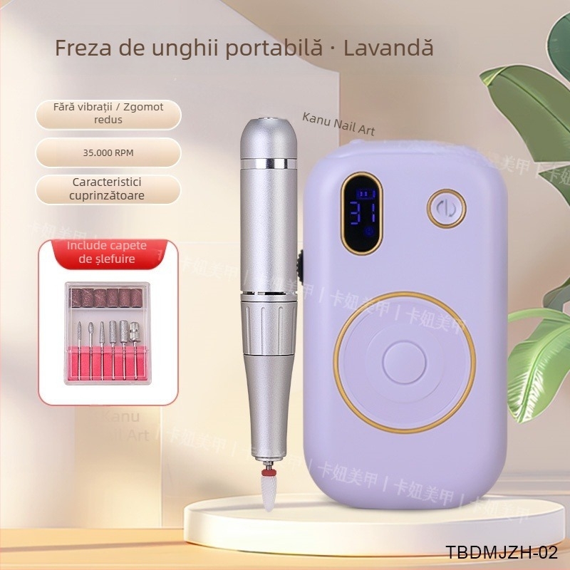 Freza pentru unghii fără fir, professională, cu tehnologie de răcire, instrument portabil pentru polisare și îndepărtarea pielii moarte, cu capete de șlefuit interschimbabile