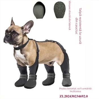 Pantofi pentru câini cu bandă reflectorizantă, talpă dură, impermeabili, anti-derapare, rezistenți la uzură