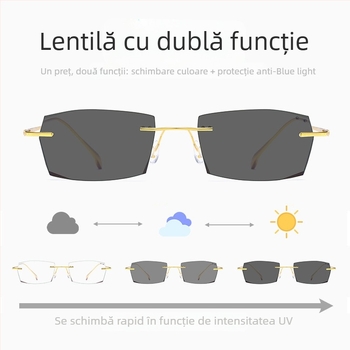 Ao Xue Ochelari de citit – Ramă fără ramă, cu accente de diamant, lentile din rășină