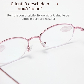 Ochelari de lectură cu ramă metalică, lentile din rășină, anti-lumină albastră, protecție UV, lentile asferice