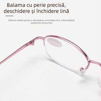 Ochelari de lectură cu ramă metalică, lentile din rășină, anti-lumină albastră, protecție UV, lentile asferice