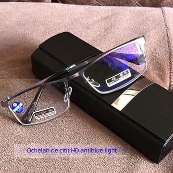 Fu Guy 8021 Ochelari de citit – Ramă metalică full-frame, Lentile din rășină, Protecție împotriva luminii albastre și radiației, Primăvara 2024