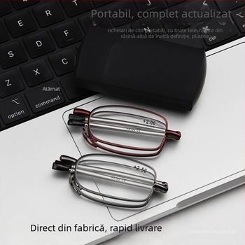 Ochelari de citit cu ramă metalică ovală, lentile din rășină cu lentile asferice, potriviți pentru față mică