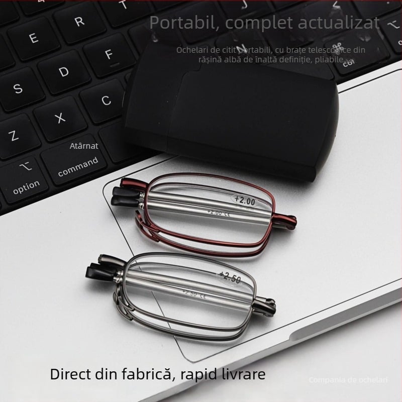 Ochelari de citit cu ramă metalică ovală, lentile din rășină cu lentile asferice, potriviți pentru față mică