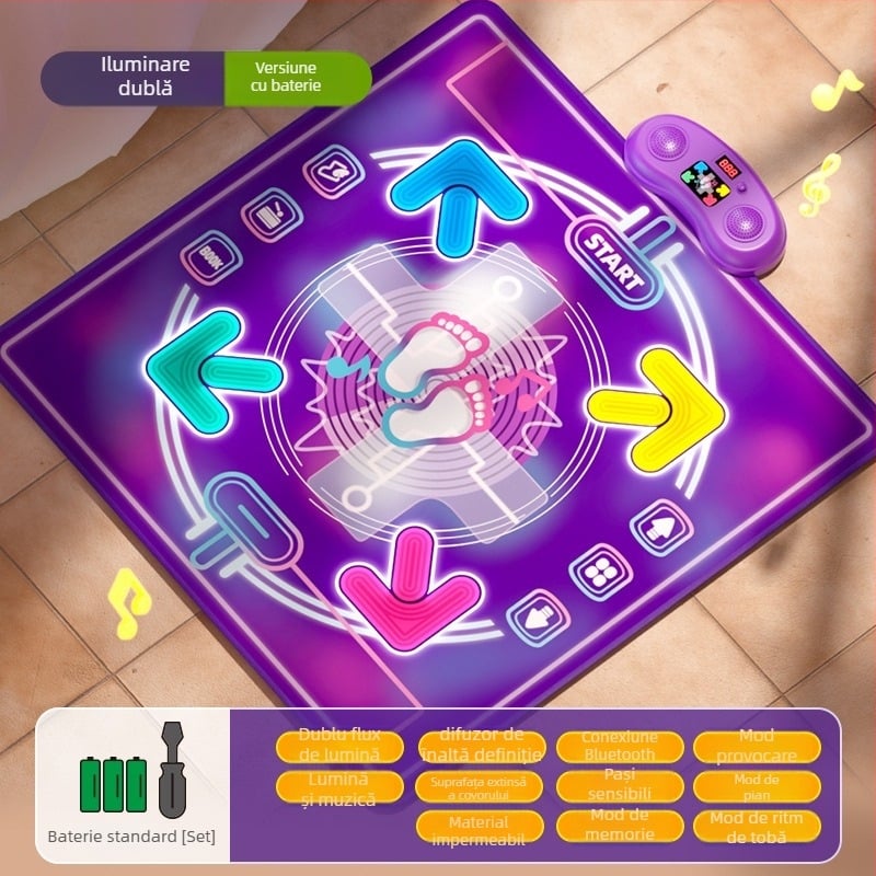 Covoraș muzical de dans pentru copii — pliabil, interactiv, din plastic, pentru 7–14 ani
