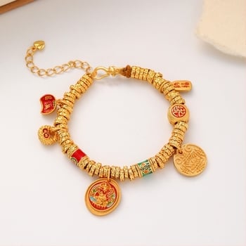 Brățară geometrică, materiale mixte, electroplacare, stil feminin, stil chinez nou