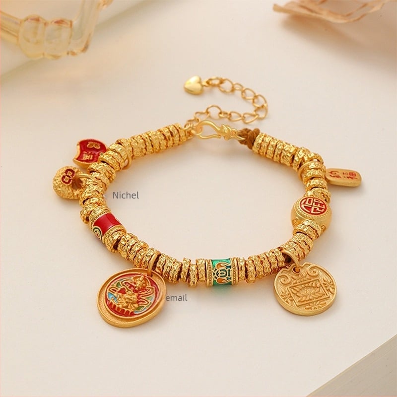 Brățară geometrică, materiale mixte, electroplacare, stil feminin, stil chinez nou