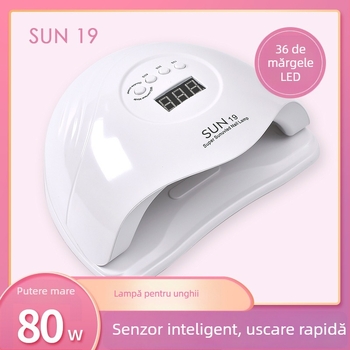 Lampă LED pentru manichiură 80W Sun19 – uscare rapidă pentru gel de unghii, uz profesional și acasă