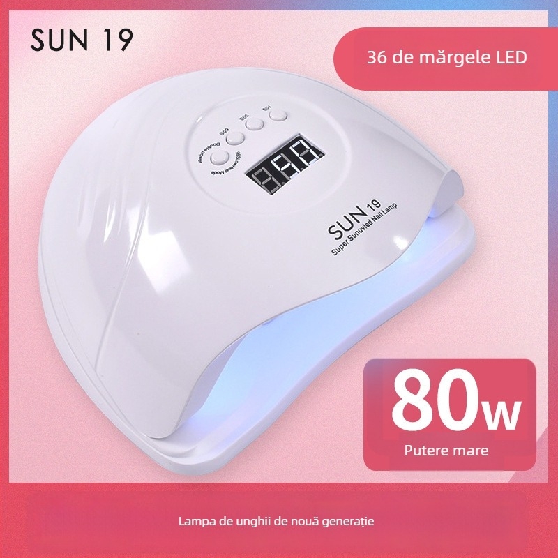 Lampă LED pentru manichiură 80W Sun19 – uscare rapidă pentru gel de unghii, uz profesional și acasă