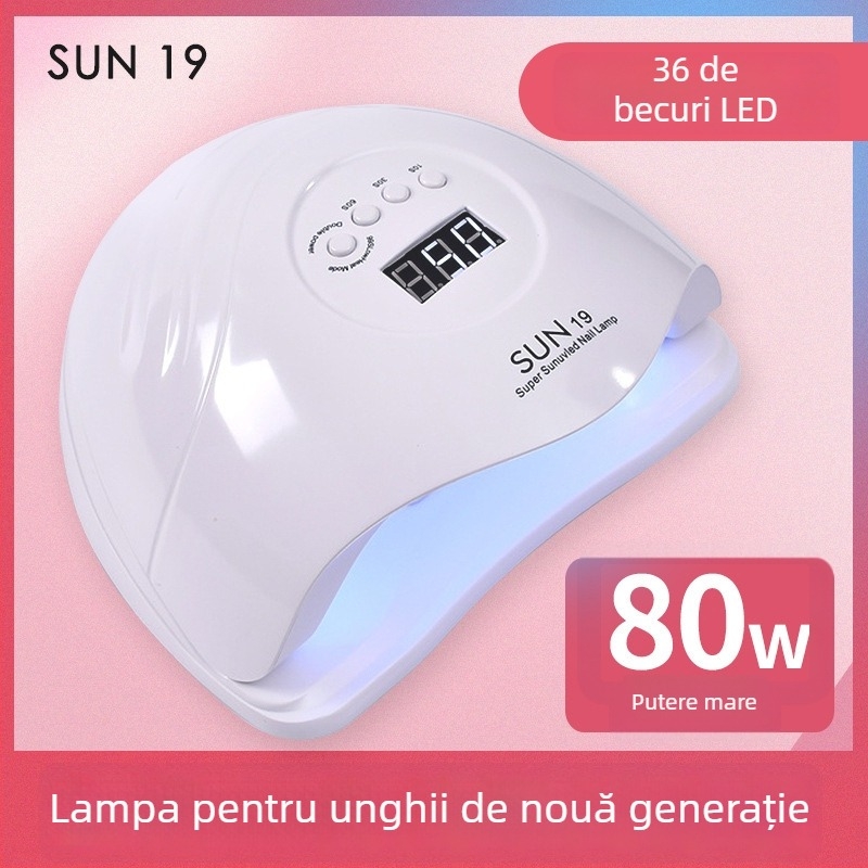 Lampă LED pentru manichiură 80W Sun19 – uscare rapidă pentru gel de unghii, uz profesional și acasă