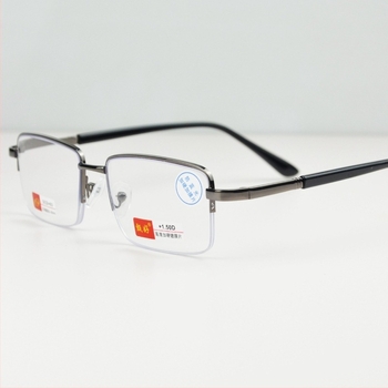 Ochelari de citit, ramă metalică semi-ramă, lentile anti lumină albastră, lentile acrilice, pentru adulți cu față pătrată