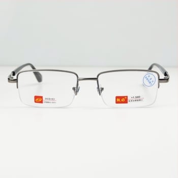 Ochelari de citit, ramă metalică semi-ramă, lentile anti lumină albastră, lentile acrilice, pentru adulți cu față pătrată