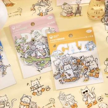 Set de stickere de desen animat pentru decorarea jurnalului: pisici și câini în cizme de ploaie, autocolante DIY decorative