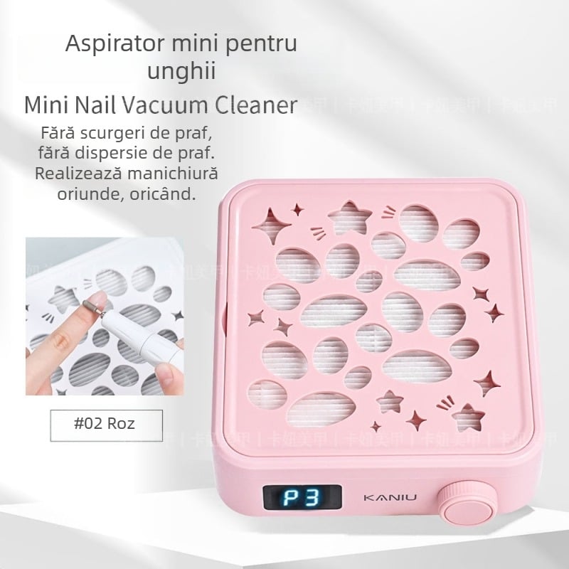 Kaniu aspirator pentru praf de unghii, turbină fără perii, mini cu aspirație înaltă, filtru pentru praf de unghii, model G2XCQ7, instrument profesional de manichiură