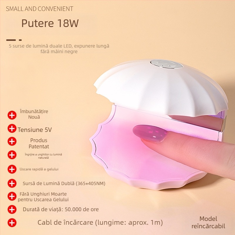 Lampa Mini Shell pentru unghii, Unelte pentru unghii, 0,07 conținut net, Fabricat în China