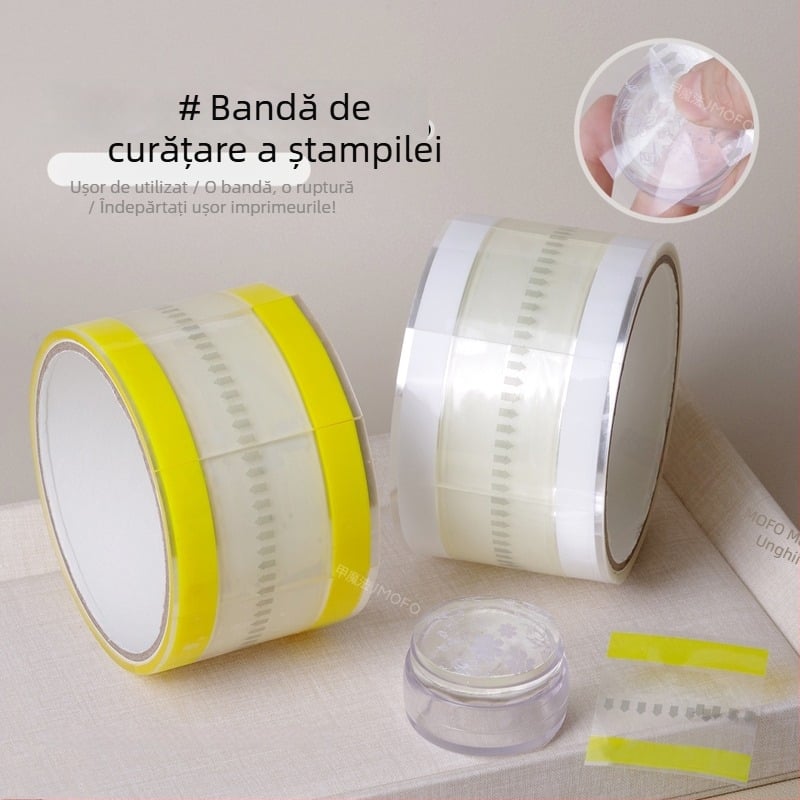 Bandă de curățare pentru ștampilele de nail art - de unică folosință, transparentă, despărțibilă, 66,3 g, marcă autohtonă