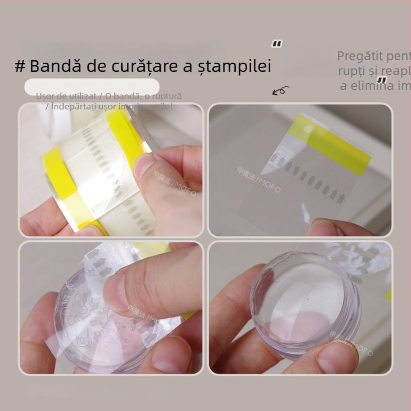 Bandă de curățare pentru ștampilele de nail art - de unică folosință, transparentă, despărțibilă, 66,3 g, marcă autohtonă