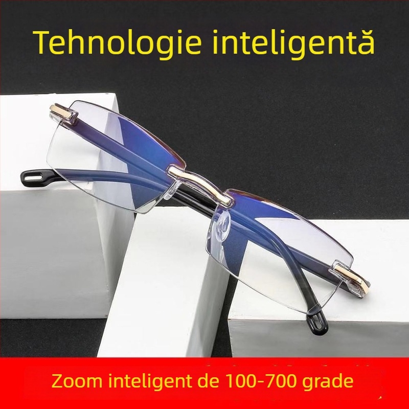 Ochelari presbiopie fără ramă, rame pătrate, lentile PC, ramă PC, vară 2024