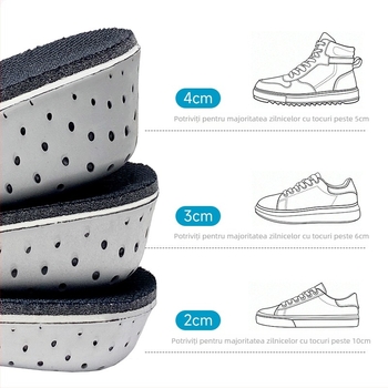 Talpă EVA pentru creșterea înălțimii – Model 602, talpă întreagă, unisex, înălțime 2.3–4.3 cm, compatibilă cu diferite pantofi, pentru toate anotimpurile.