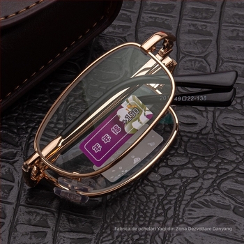 Ochelari de citit cu ramă metalică, pliabili și ușori, lentile cu protecție împotriva luminii albastre, model 2012