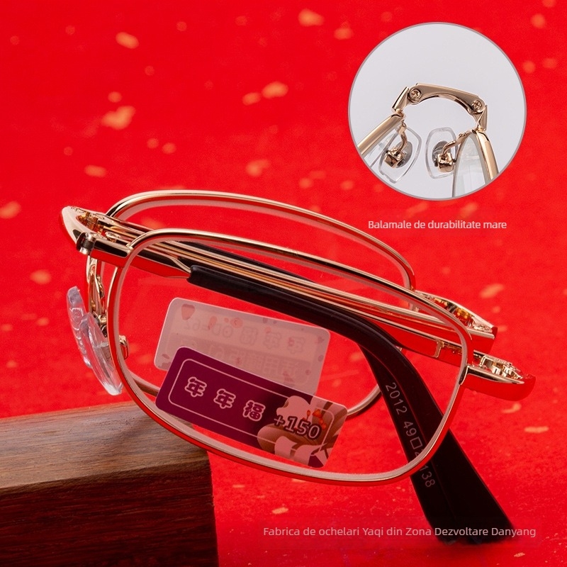 Ochelari de citit cu ramă metalică, pliabili și ușori, lentile cu protecție împotriva luminii albastre, model 2012