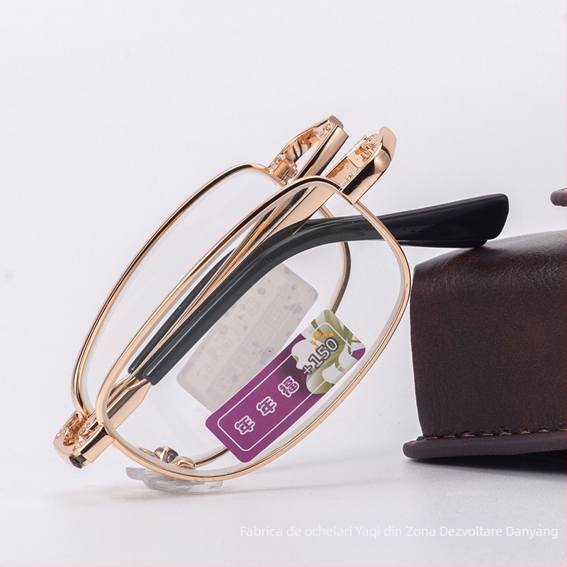 Ochelari de citit cu ramă metalică, pliabili și ușori, lentile cu protecție împotriva luminii albastre, model 2012