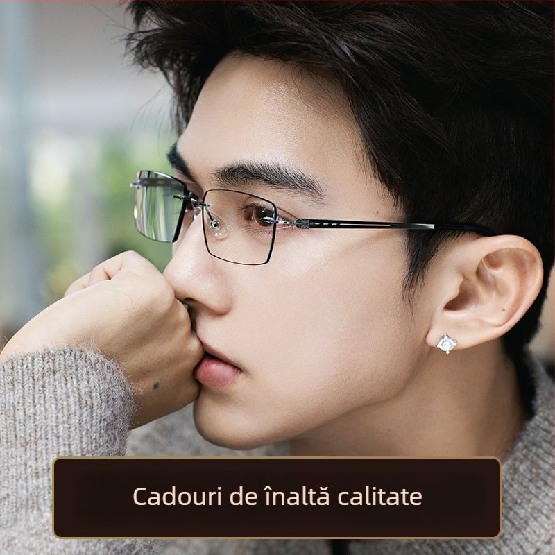 Ochelari de citit fără ramă, cu anti-lumină albastră și anti-radiație, lentile din rășină, ramă din metal, dioptriile 100/150/200/250/300 pentru bărbați de vârstă mijlocie și în vârstă
