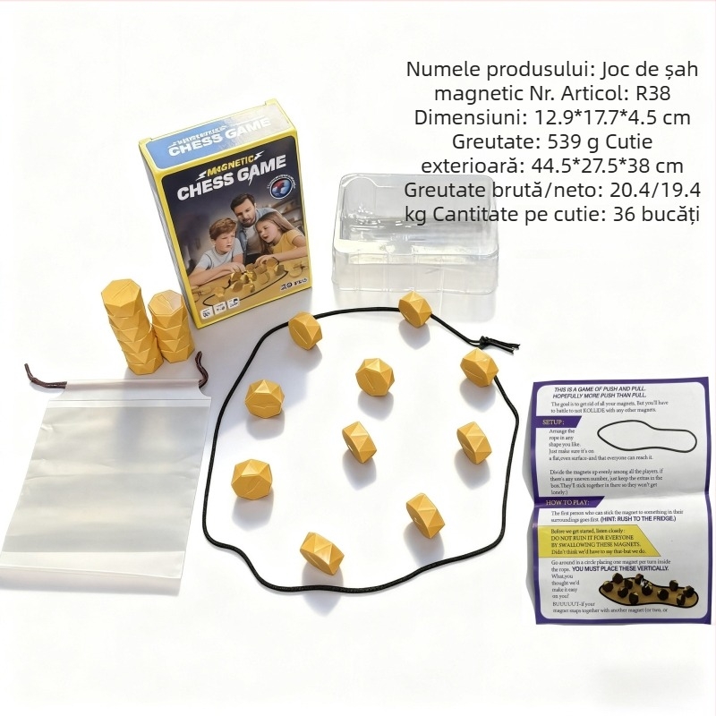 Șah magnetic pentru doi – Buddy Star joc educațional interactiv pentru familie, dezvoltă gândirea și coordonarea, din plastic