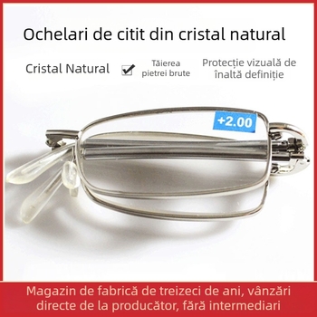 Ochelari de citit cu protecție HD rezistentă la uzură, ramă metalică pliabilă, ramă integrală, susținere pentru vedere de aproape